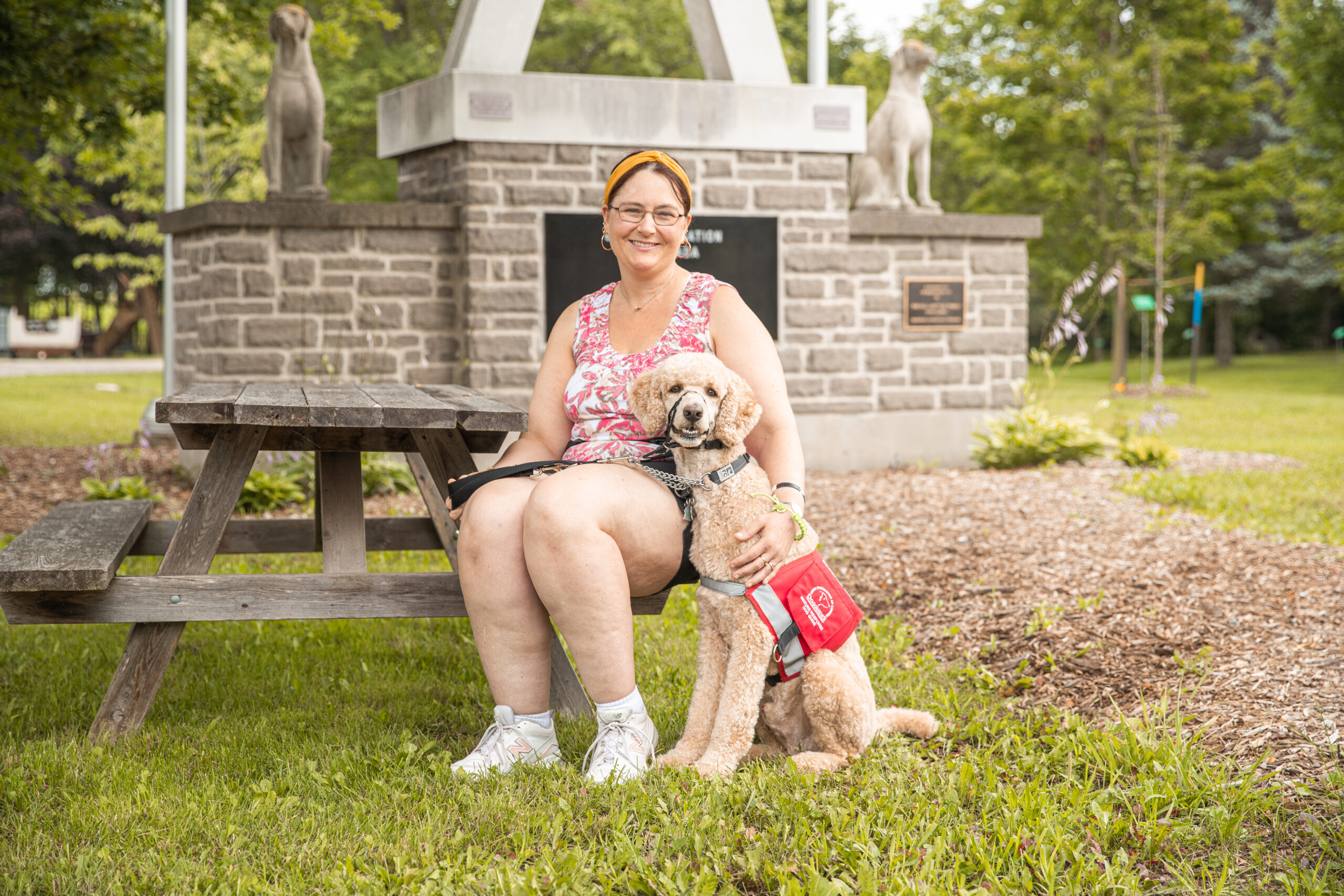 SRD-Sara-Tintin-3 Woman sits next to standard poodle