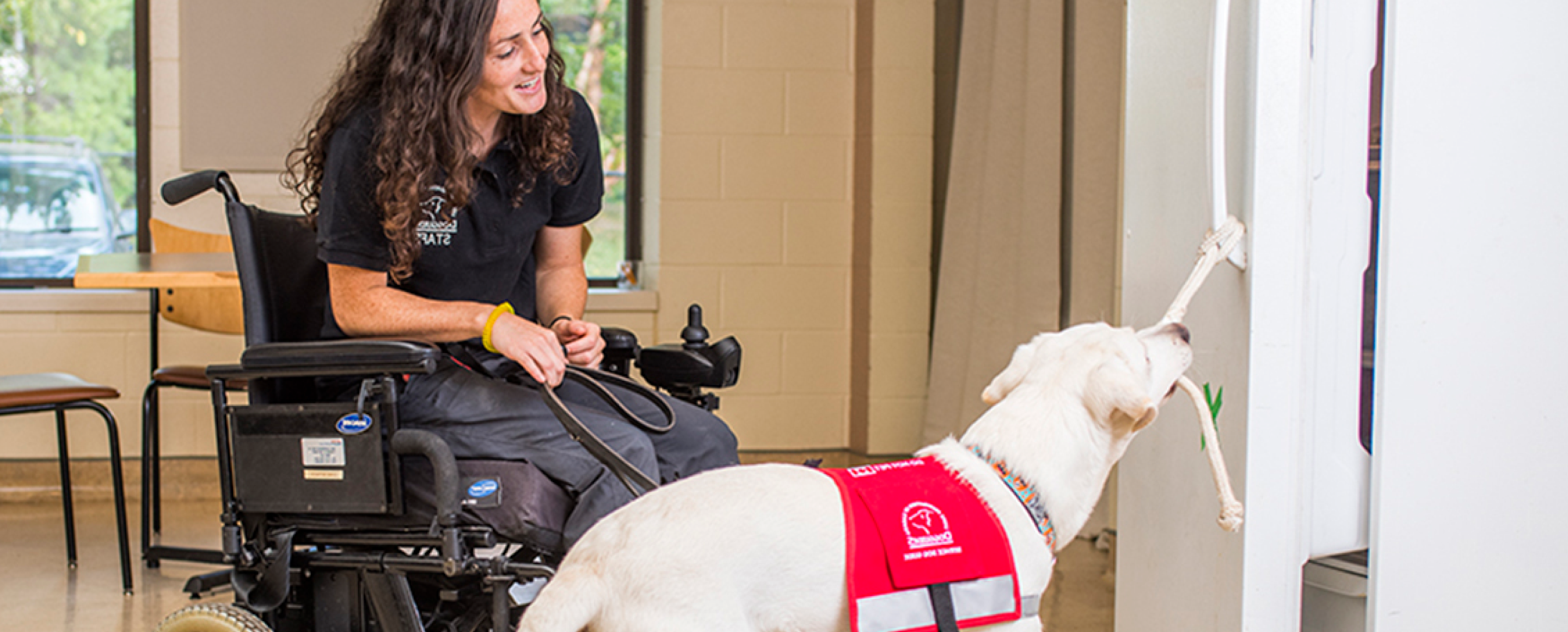 Mask Group Instructor training a Service Dog Guide