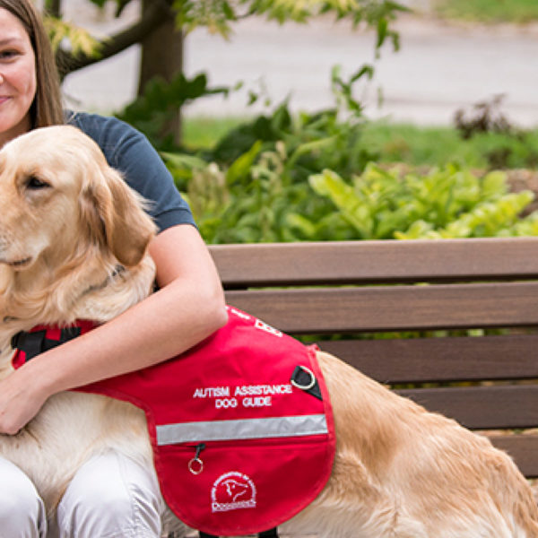 Female instructor with Autism Assistance Dog Guide