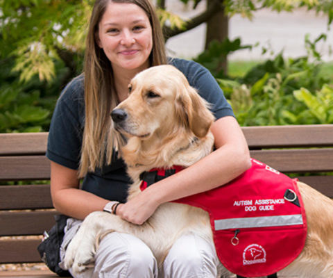 Female instructor with Autism Assistance Dog Guide