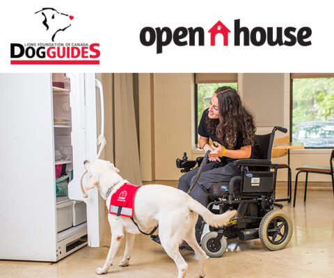 Open House poster includes a person in a wheelchair training with a Service Dog Guide